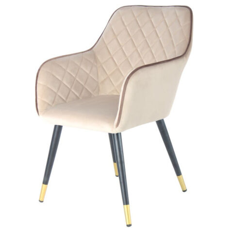 Chaise Déco en Velours "Amino" 86cm Beige & Or (1/3)