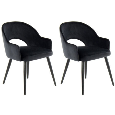 Lot de 2 Chaises en Velours "Joris" 77cm Noir (1/4)