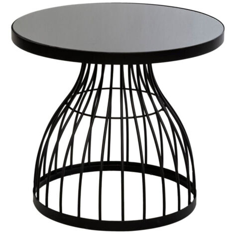 Table d'Appoint Design en Verre "Kushi" 55cm Noir (1/2)