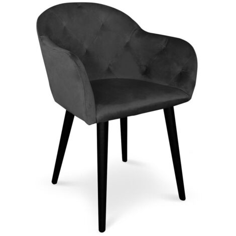 Fauteuil Design en Velours "Glany" 81cm Noir (1/4)