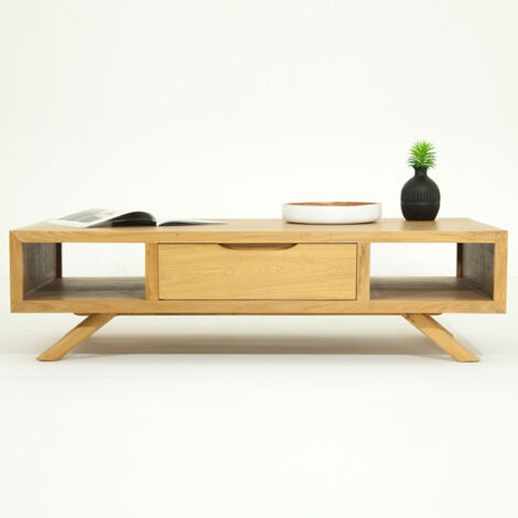 Table Basse Rectangulaire En Bois Teck 120 Cm - Naturel - Paris Prix