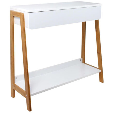 Console 1 Tiroir "Malaga" 83cm Blanc & Naturel (1/4)