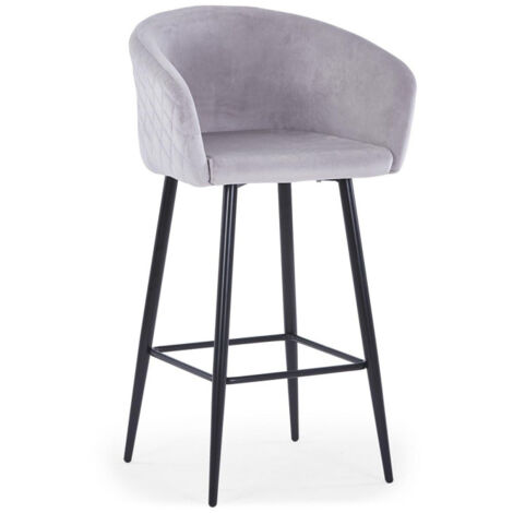 Chaise de Bar en Velours "Kandi" 106cm Argent (1/4)
