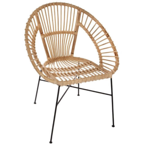 Lot De 3 Chaises Design En Rotin Naturel - Hauteur 86cm, Style Bohème - Neuves
