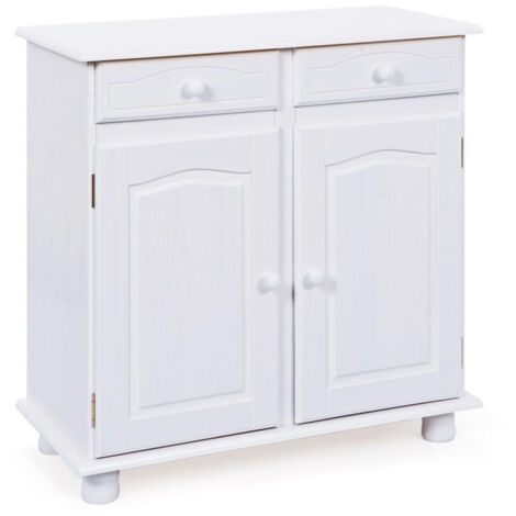 Bahut 2 Portes & 2 Tiroirs Bois "Alienor" 88cm Blanc (1/5)