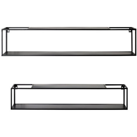 Lot de 2 Étagères Murales "Tablettes" 85cm Noir (1/3)