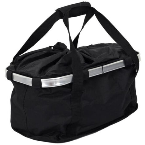 Paris Prix – Panier clipsable pour vélo 42cm – 2 anses – Textile et polyester – Contenance 24L – Couleur noire élégante