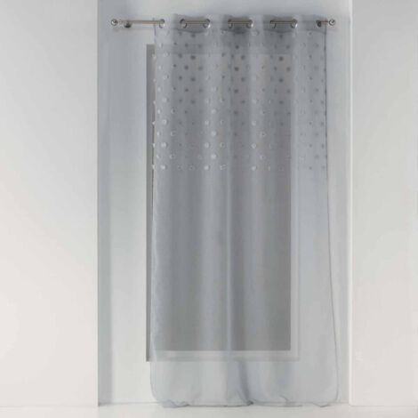 Rideau Voilage à Œillets "Mélusine" 140x240cm Gris (1/5)