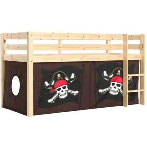 Lit Enfant Surélevé "Pino Caribian Pirates" 90x200cm Naturel (1/2)