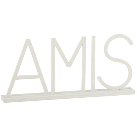 Mot Déco en Métal "Amis" 48cm Blanc (1/2)