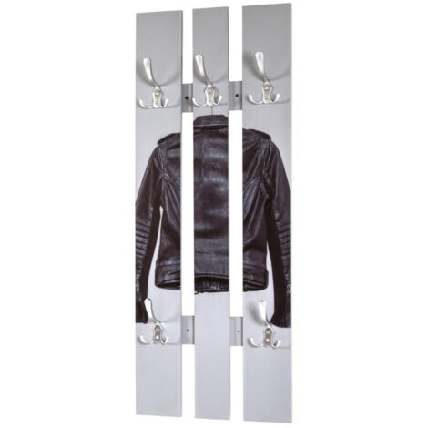 Patère Murale Vintage "Blouson" 100cm Gris & Noir (1/2)