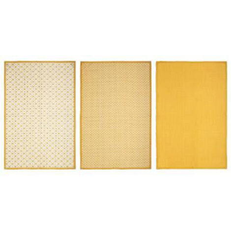Lot de 3 Torchons "Imprimé" 45x70cm Ocre
