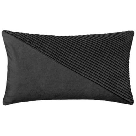 Coussin Déco en Velours "Semi Pli" 30x50cm Gris (1/3)