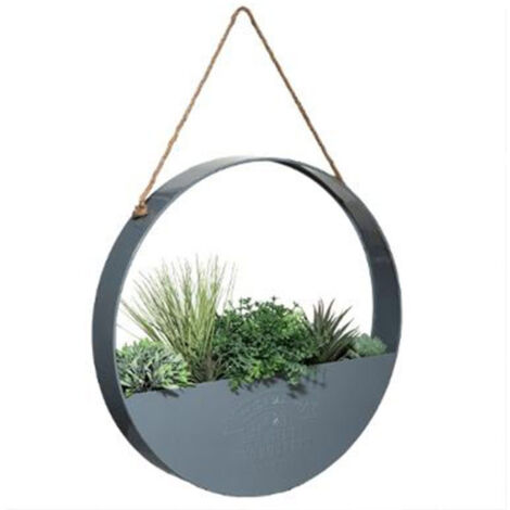 Atmosphera – Décoration murale à suspendre 'Plante' 44cm en fer et pierre – Design élégant gris – Pour embellir votre intérieur