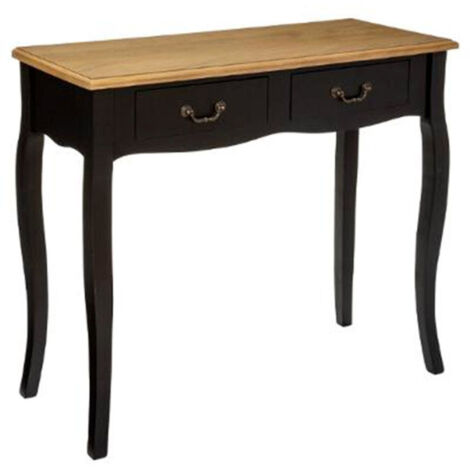 Atmosphera – Console 2 tiroirs vintage 86cm – MDF et pin noir – Design élégant pour intérieur – Dimensions L. 86,6 x l. 34 x H. 77,5 cm (1/5)