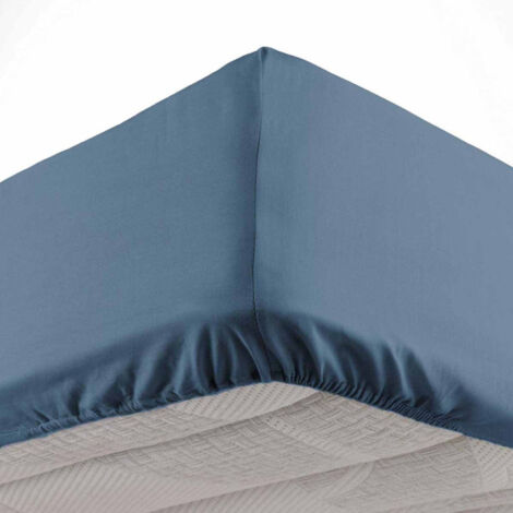 Paris Prix – Drap housse microfibre 140x190cm bleu nuit – Bonnet 30cm – 100% polyester certifié Oeko-Tex – Ultradoux et confortable (1/3)