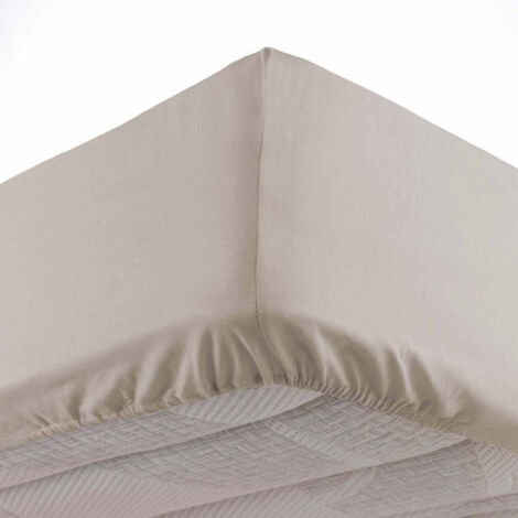 Paris Prix – Drap housse microfibre 140x190cm – Bonnet 30cm – 100% polyester ultradoux – Couleur naturelle Oeko-Tex Standard 100