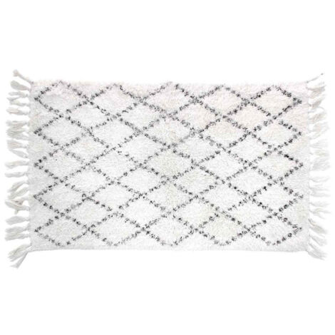 Tapis de Bain à Franges "Latika" 50x80cm Blanc (1/2)
