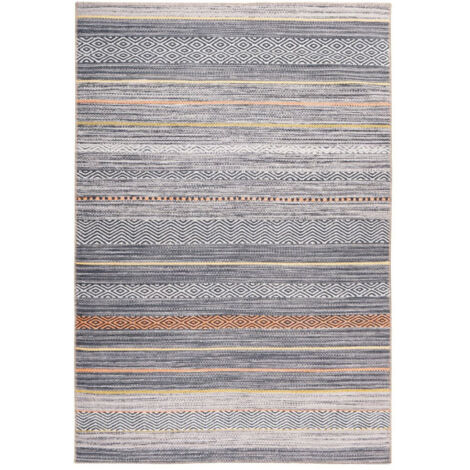 Tapis Tissé Rayé Vintage à Motifs "Faye" Multicolore 190 x 290 cm (1/3)