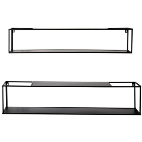 Lot de 2 Étagères Murales "Tablettes" 95cm Noir (1/3)