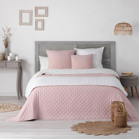 Paris Prix – Couvre-lit matelassé 80x180cm en microfibre – Couleur rose et blanc – Conception moderne et douce au toucher