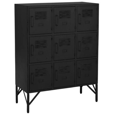 Commode 9 Portes en Métal "Popa" 113cm Noir (1/5)