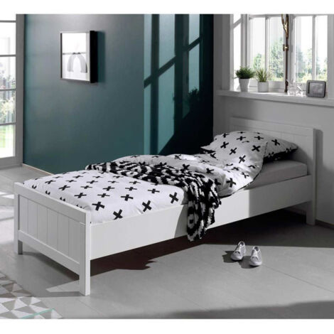 Pack - Lit Enfant & Sommier "Erik" 90x200cm Blanc (1/4)