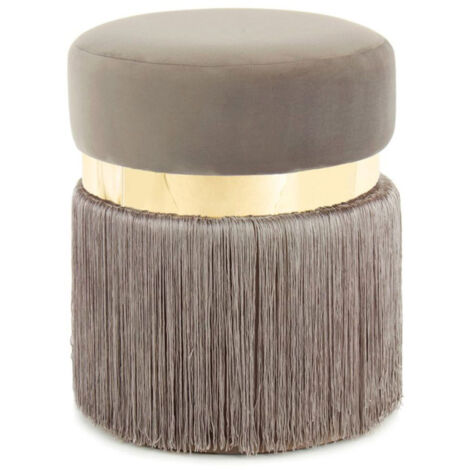 Pouf Rond Bicolore "Rebecca" 45cm Taupe & Or (1/3)