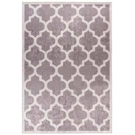 Tapis Imprimé à Poils Courts "Sally" Taupe & Crème 160 x 230 cm (1/4)