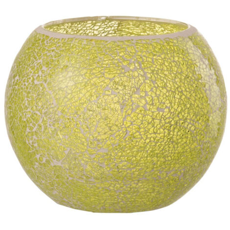 Photophore Rond Déco "Mosaïques" 20cm Jaune (1/4)