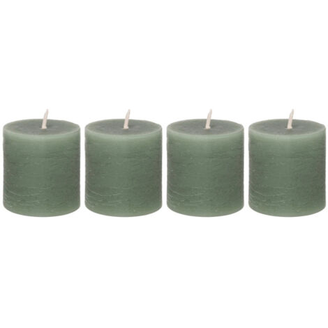 Lot de 4 Bougies Votives "Rustic" 4,5cm Vert Eucalyptus