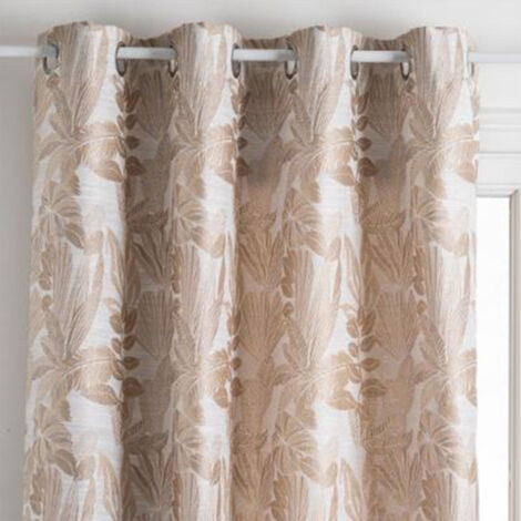Atmosphera – Rideau jacquard à œillets 140x260cm lin – Motif décoratif tendance – Polyester durable pour décoration intérieure