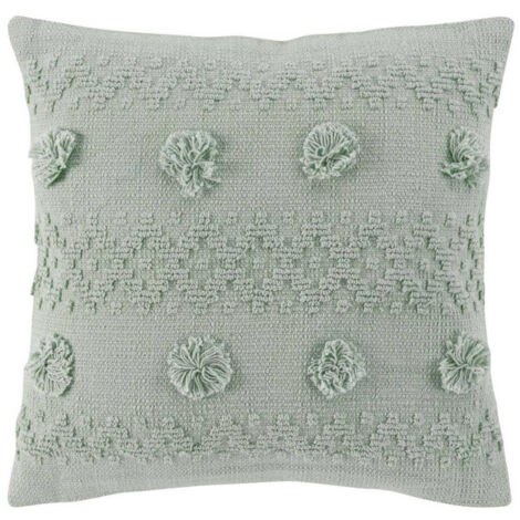 Coussin Déco à Pompons "Alenia" 40x40cm Menthe (1/3)
