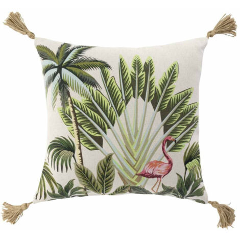 Housse de Coussin Déco "Cruzabel" 40x40cm Vert (1/4)