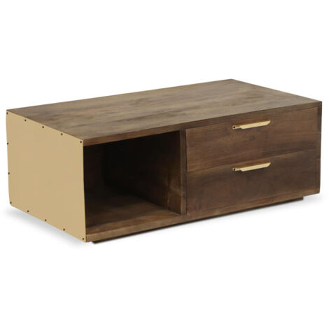 Table Basse Design "Firmin" 110m Marron & Or (1/5)