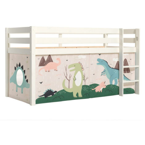 Lit Enfant Surélevé "Pino Dino" 90x200cm Blanc (1/2)