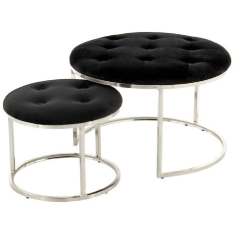 Lot de 2 Tabourets "Becky" 60cm Noir & Argent (1/3)