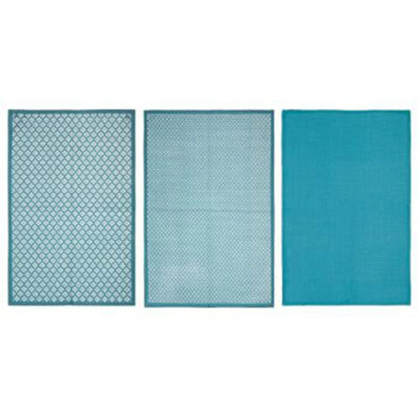 Lot de 3 Torchons "Imprimé" 45x70cm Bleu (1/4)