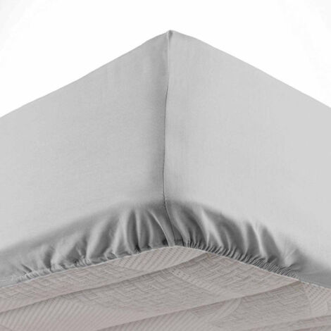 Paris Prix – Drap housse microfibre 140x190cm – Bonnet 30cm – 100% polyester ultradouce – Certification Oeko-Tex Standard 100 – Gris clair