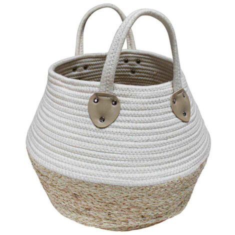 Panier de Rangement Déco "Osinella" 32cm Blanc (1/2)
