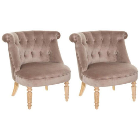 Atmosphera – Lot de 2 fauteuils crapaud en velours taupe – Dimensions 67x66x72cm – Structure en bois et mousse – Confort optimal pour intérieur