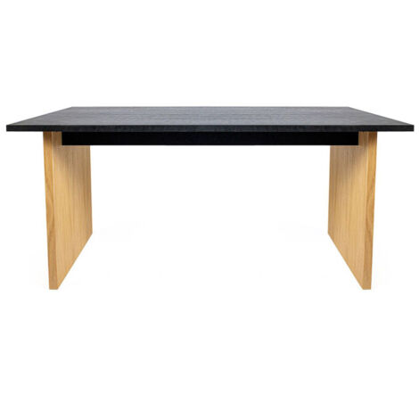 Table à Manger Design en Bois "Stripe" 160cm Noir (1/3)