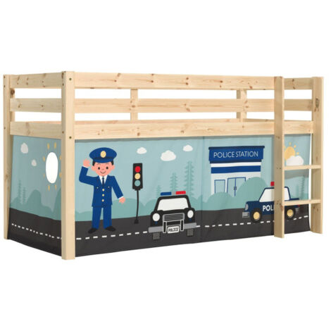 Lit Enfant Surélevé "Pino Police" 90x200cm Naturel (1/2)