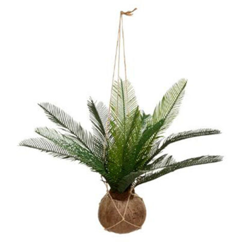 Atmosphera – Plante verte artificielle palmier 'Cuba' 55cm – Design moderne – Pot en coco – Couleur verte – Idéal pour décoration intérieure (1/3)