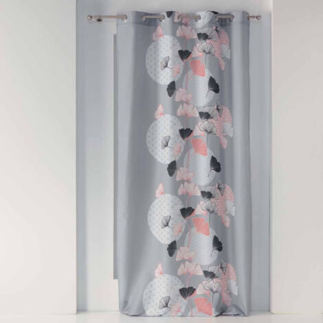 Rideau à Œillets Imprimé "Eden Blush" 140x260cm Gris (1/4)