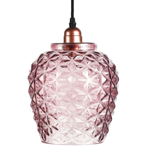Lampe Suspension en Verre "Vila" 24cm Violet (1/4)