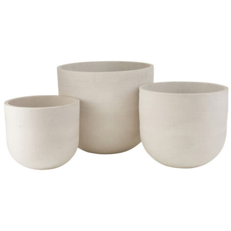 Lot de 3 Cache-Pots Céramique "Roda" 50cm Blanc