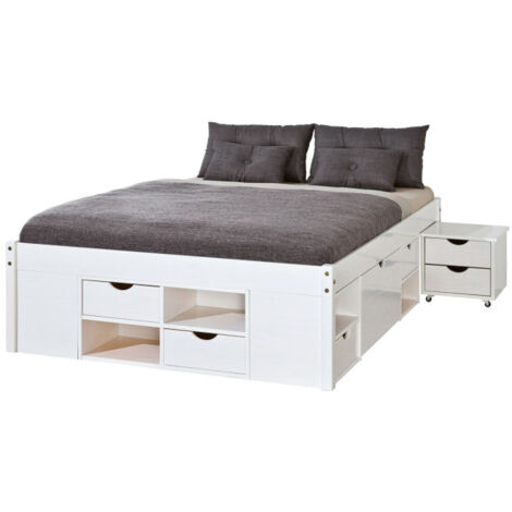 Lit Multi-Rangements "Clark" 140x200cm Blanc (1/5)