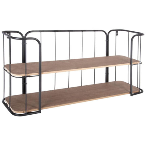 Etagère Murale à 2 Niveaux "Jordi" 75cm Marron (1/3)