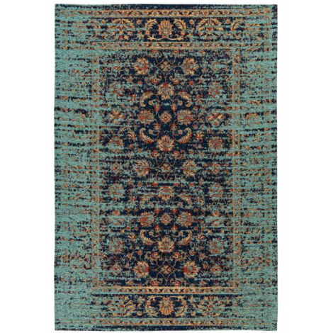 Tapis Tissé Vintage Oriental "Charme" Bleu 80 x 150 cm (1/5)
